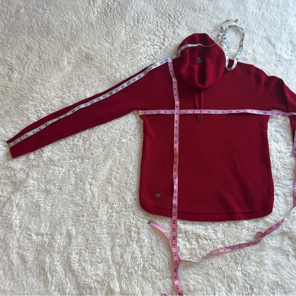Lauren Ralph Lauren Red Cowl Neck Cotton Sweater Size M - Picture 11 of 11